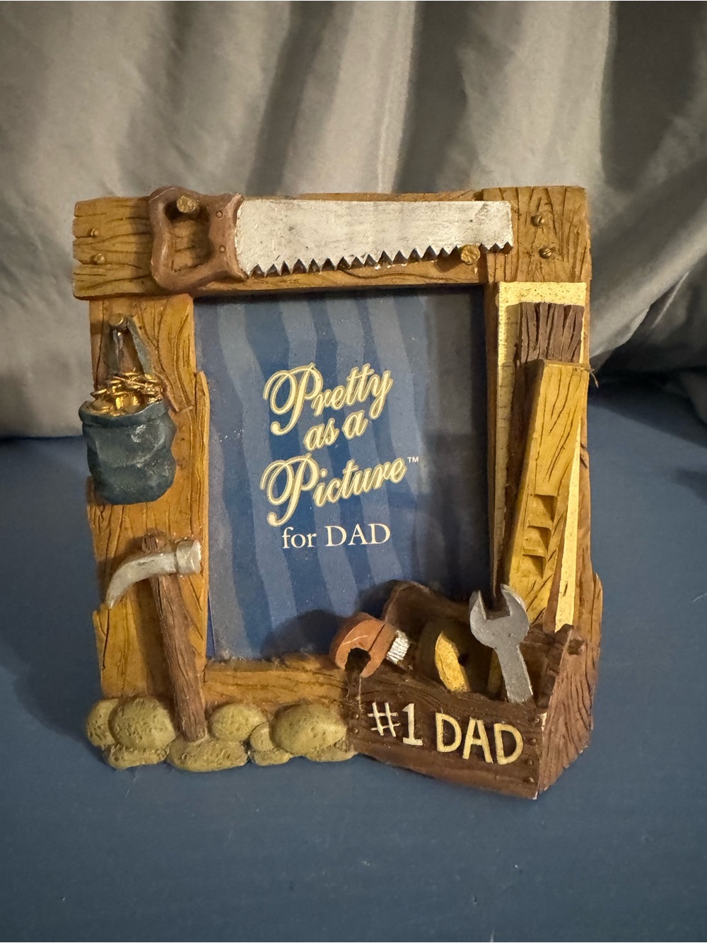 #1 Dad Rustic Tool Theme Picture Frame - Brown